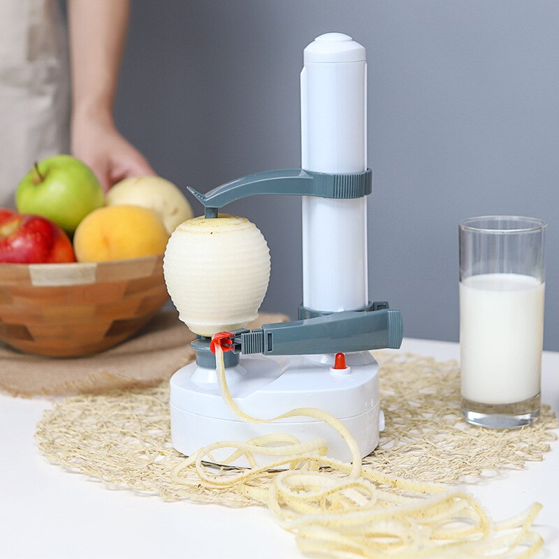 Pelador eléctrico de acero inoxidable multifunción 2 en 1, pelador automático de frutas y verduras, tres hojas de repuesto, máquina peladora de patatas