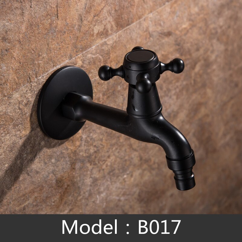 Robinet de lavabo de jardin en laiton sculpté au mur, peinture noire, robinets de vadrouille décoratifs de jardin extérieur: B017