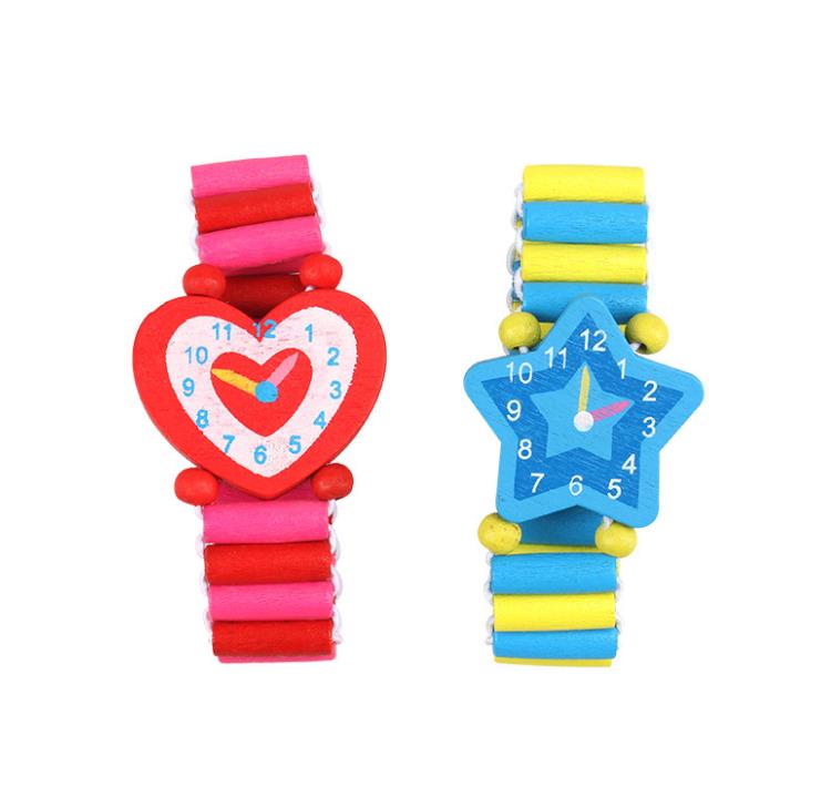 5pcs/set Cute Wooden Wristwatches Nice Cartoon Crafts Bracelet Watches Handicrafts Toys for Kids Learning Education