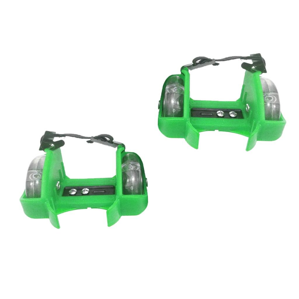 Rem på hæl hjulskøjter justerbar lys op skøjter træningssko rulle blinkende rulle: Grøn