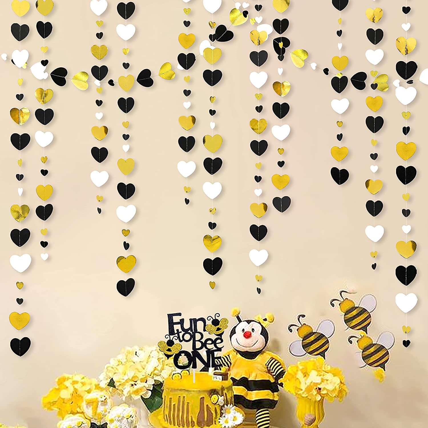 13Ft Papier Weiß Gold Liebe Herz Girlande Stromer Hängen für Bachelorette Hochzeit Braut Dusche Baby Geburtstag Party Dekorationen