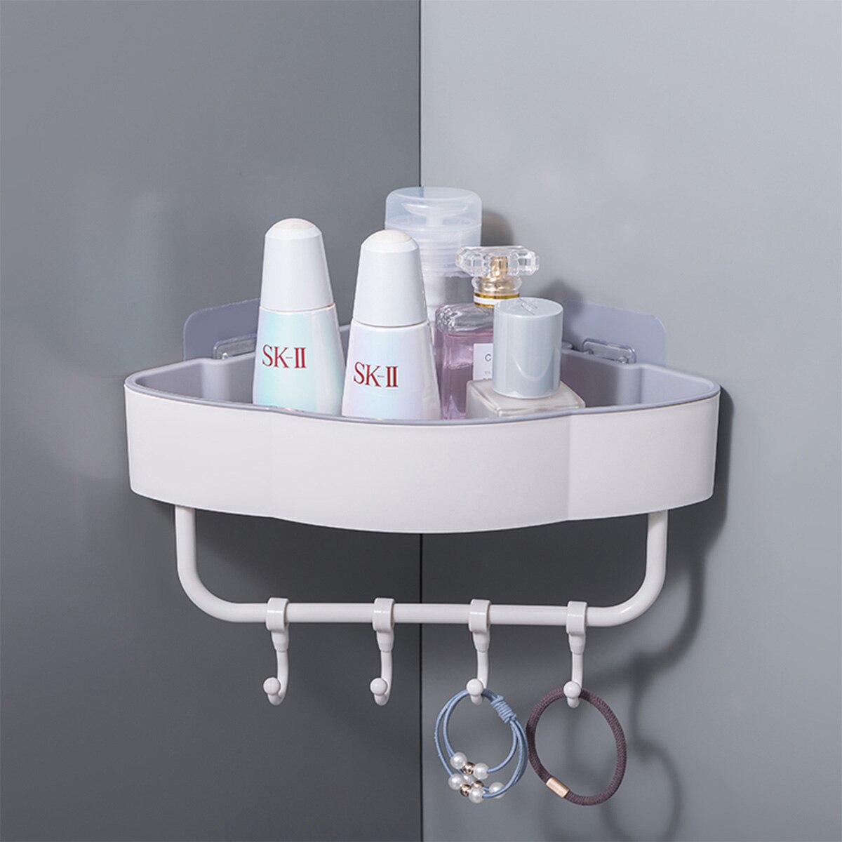 Badeværelse hylde arrangør snap hjørneskab caddy badeværelse hjørneskab bruser opbevaring vægholder shampoo holder: D