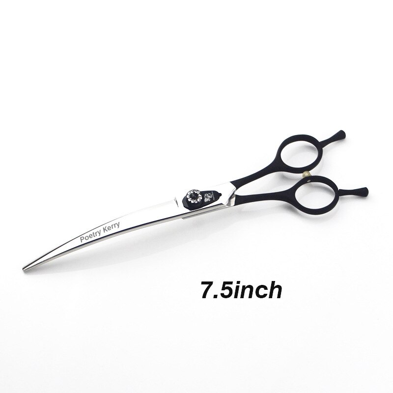 JP440C 7.0 7.5 8.0 Inch Grooming Scissors Curved Shear for Teddy/Pomeranian Dogs Pet Grooming Tools: black 7.5 inch