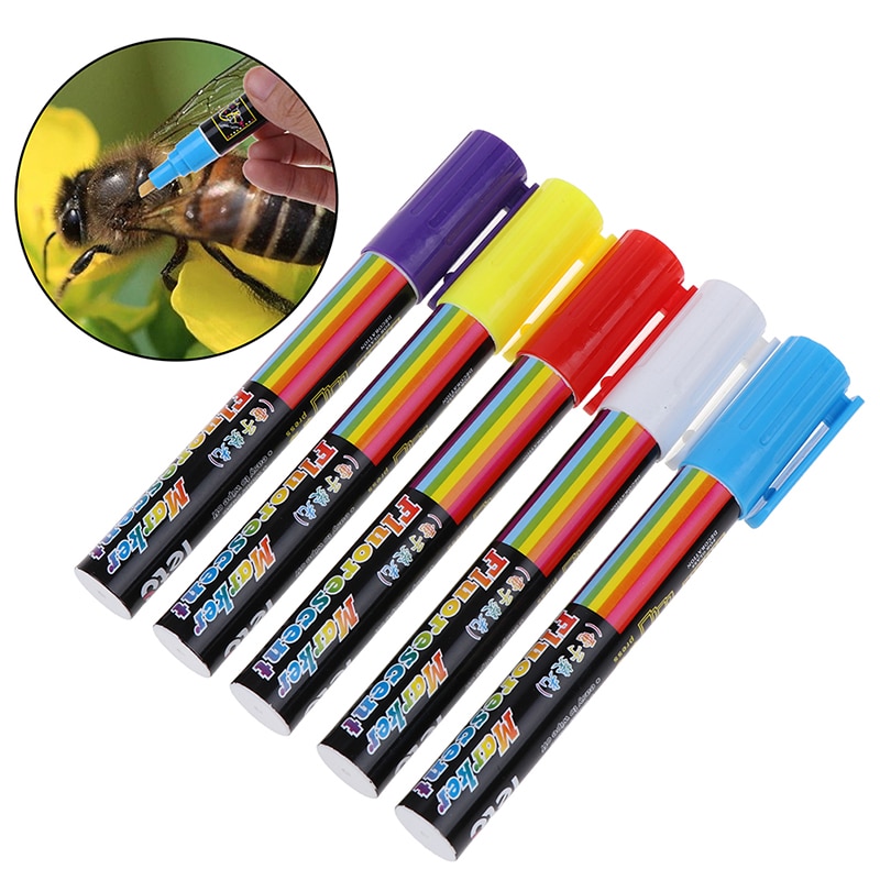 1 Uds. Juego de marcadores de abeja reina, 8 colores, herramientas de apicultura y abejas, Queen Bee, marcas de plástico, bolígrafo, herramientas de abeja