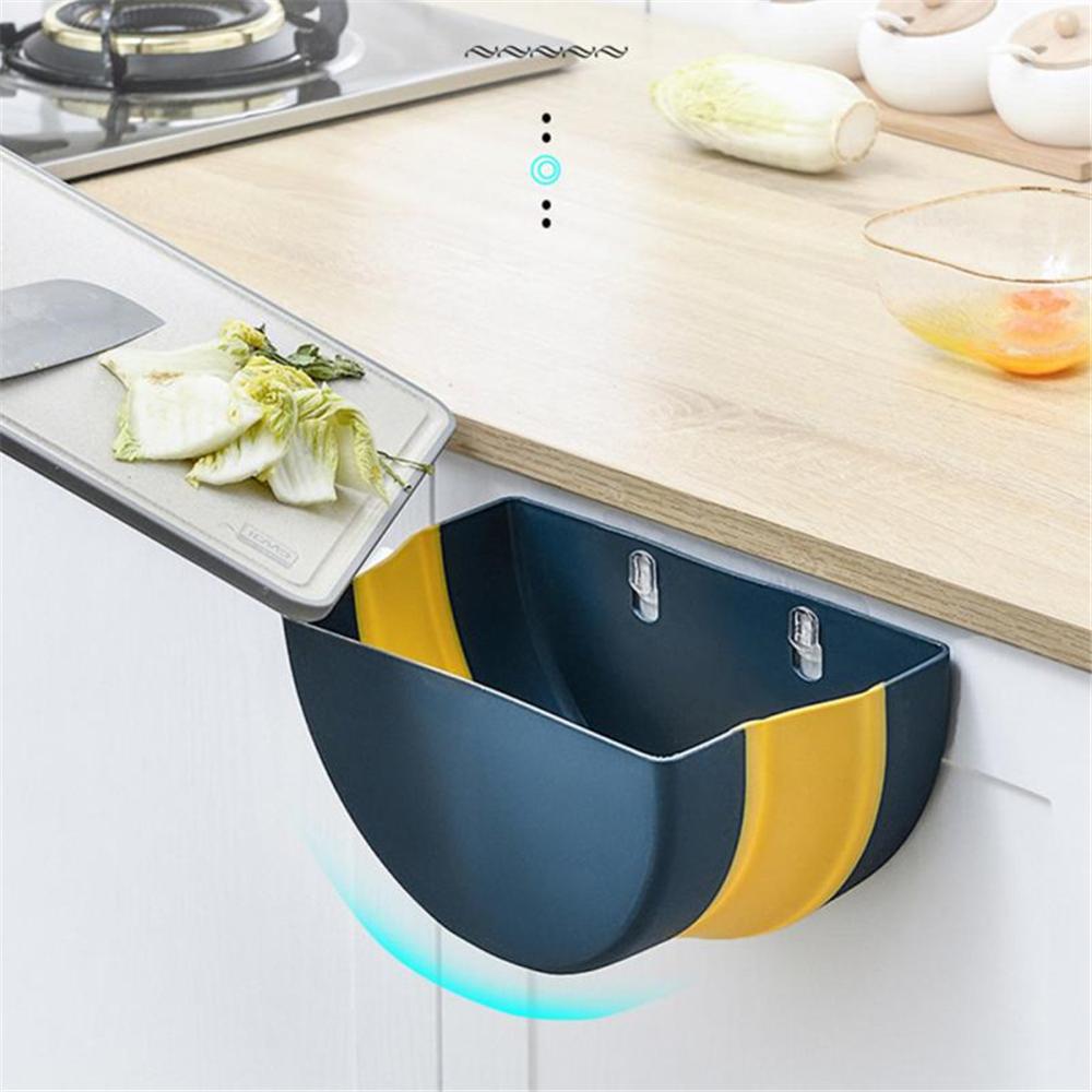 Cubo de basura plegable colgador para puerta de armario, papelera de pared, para baño, almacenamiento de desechos
