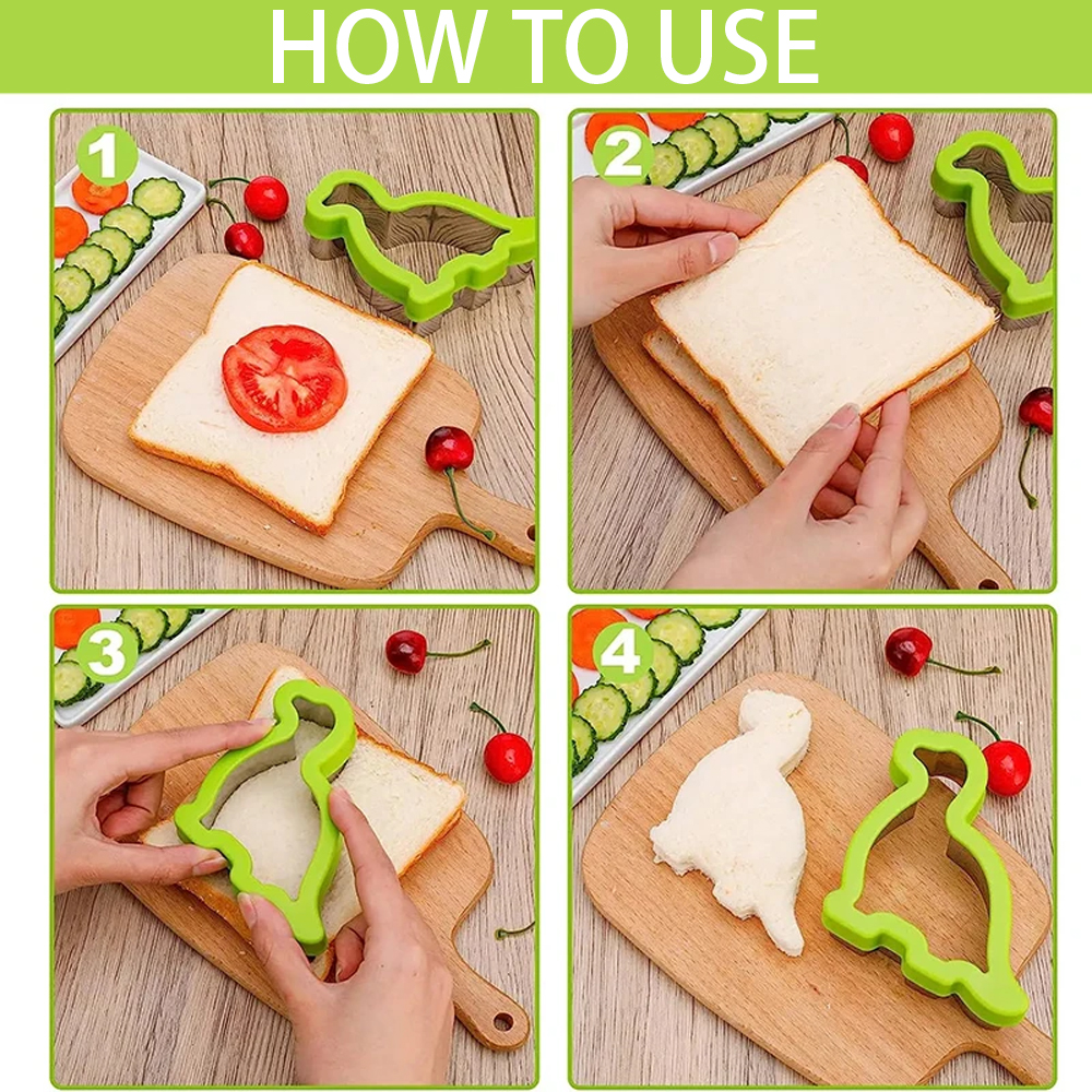 Cortadores de sándwich para niños, cortadores de formas de frutas y verduras, dinosaurio, corazón, estrella, Mickey, pan, tostada, comida, moldes para galletas