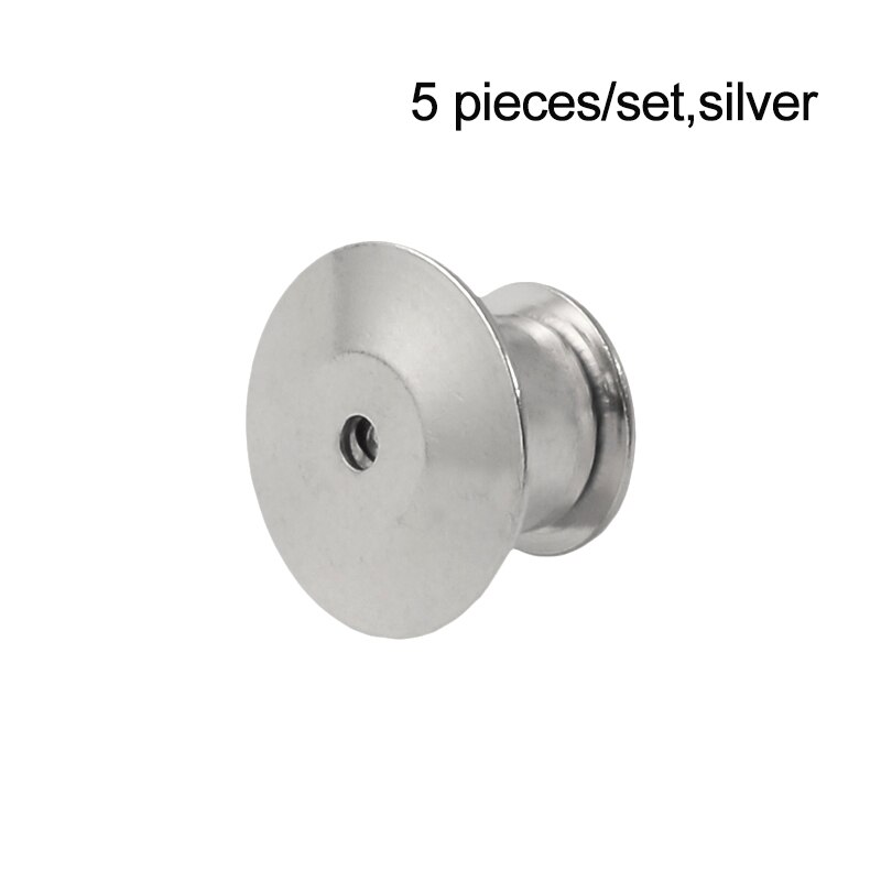 5~10 pieces/set Silvercolor Brooch Pin Back Locking Keepers Secure Locking Clutch Deluxe Pin BacK Badge Pendants for DIY Jewelry: 5 pieces-silver