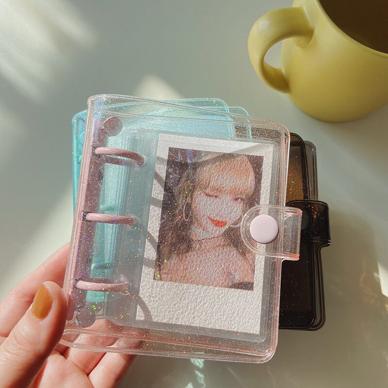 ARYA 10x10cm Portable Planner Notebook 3Holes Shiny Cute Mini Diary 3'' Photocard Album Holder Kawaii Diary Binder