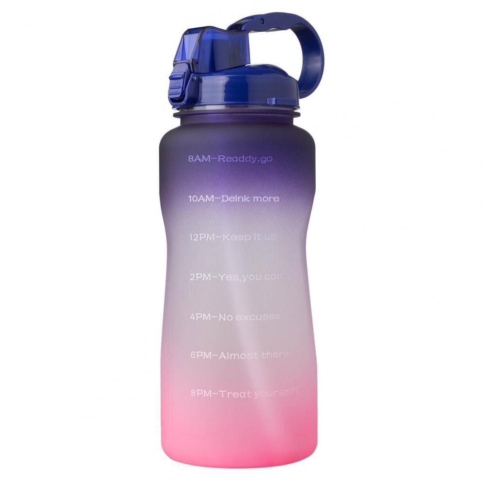 Tirtan 2L Stylish Outdoor Water Bottle Tasteless Kettle Time Marker for Fitness:  Purple Pink