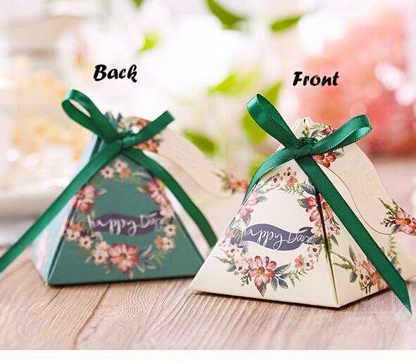 50 stuks Candy Box Baby Shower Gunsten Driehoekige Piramide Bruiloft Gunsten Box Bomboniera Feestartikelen: E