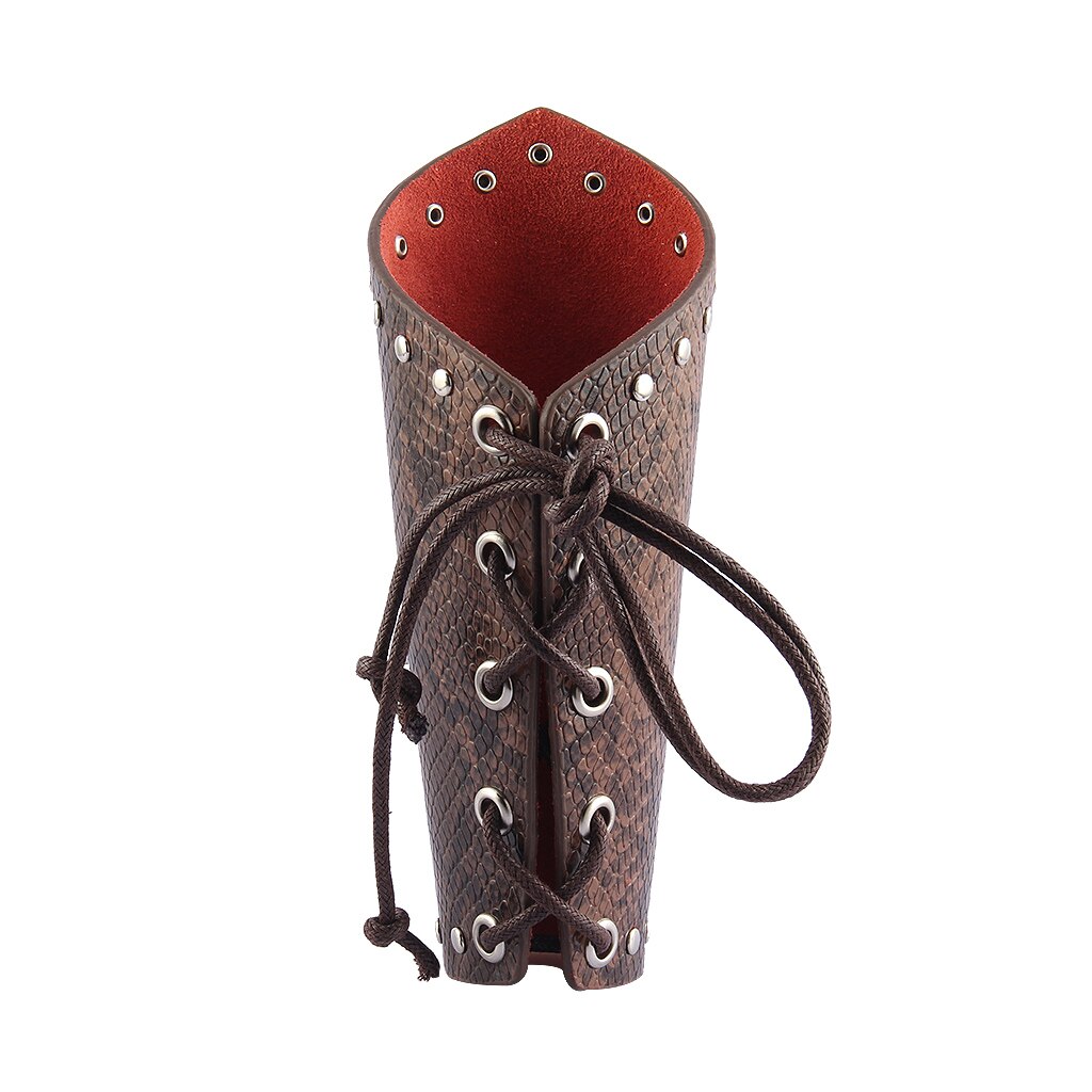 Punk Rock Gothic Leather Wrist Bracer Guards Arm Protector Wristband for Men: Coffee