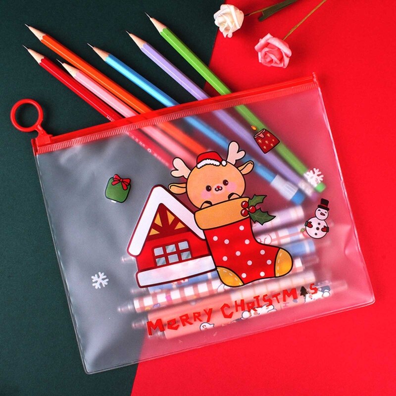 Draagbare Waterdichte Xmas Etui Multifunctionele Make Pouch Pvc Tas Voor Reizen Cosmetica Briefpapier Kleine Ambachten