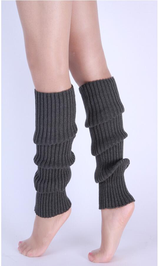 Kvinder benvarmere solide benvarmere slik farvehæklet strikket lange benvarmere knæhøje varme støvlesokker kvinder: Grå