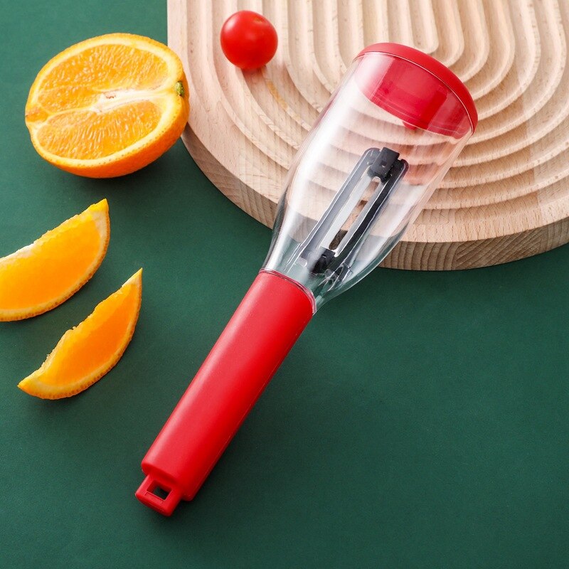 1pcs Storable Fruit Vegetable Peeler Tool With Non-slip Handle Manual Vegetable Slicer Carrot Potato Peeler Kitchen Accessories: 1PC Red