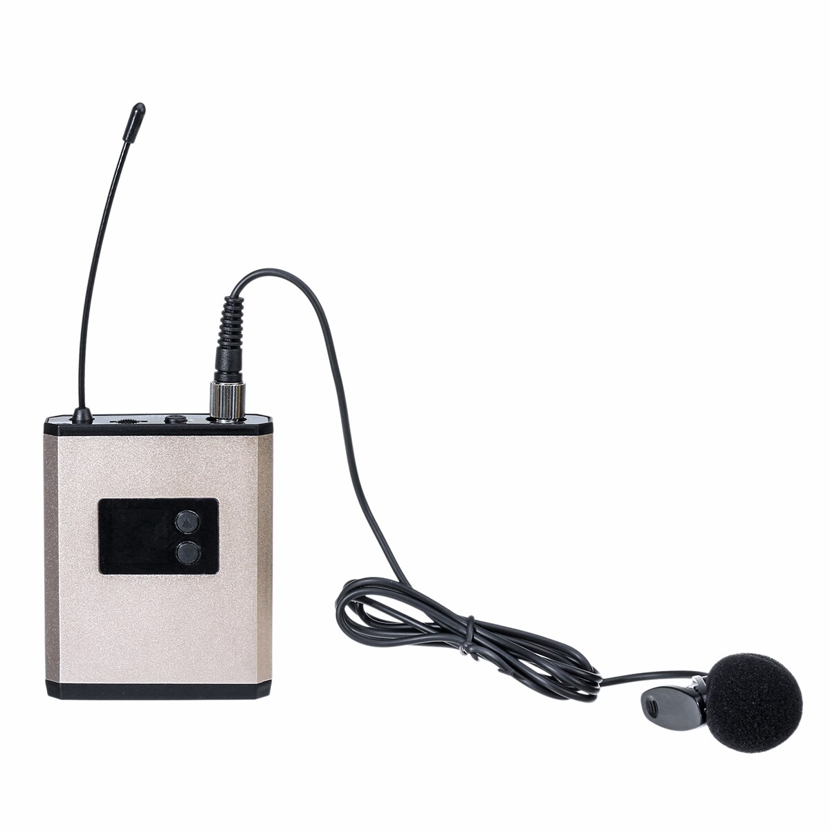 Tzt uhf trådløst mikrofonsystem headset / lapel mini mikrofon med modtager bodypack sender: Revers type - guld