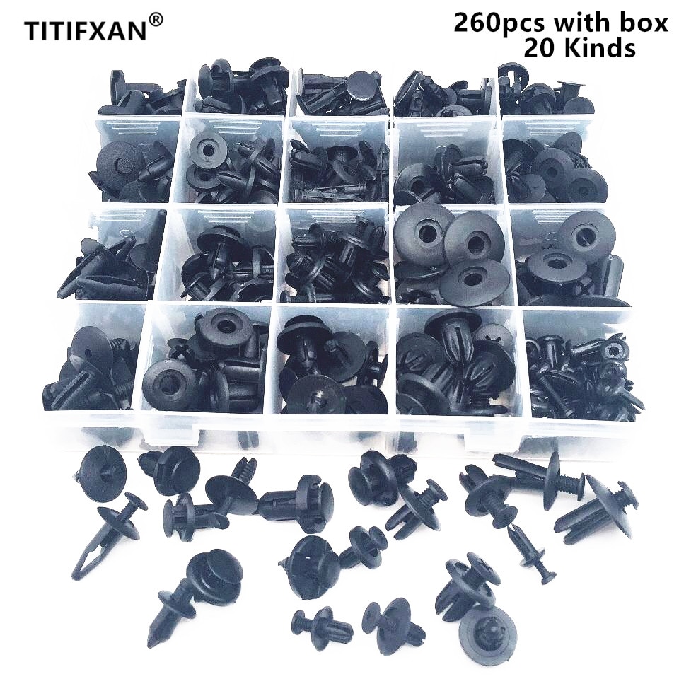 260PCS Auto Bumper Fender Screw Plastic Fastener Box Set For dodge magnum vw beetle srt8 jetta mk3 suzuki sx4 toyota fj cruiser