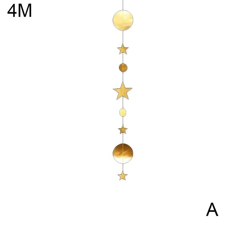 4M gold and silver stars circle garland ribbon birthday decoration wedding supplies party pendant Christmas C5T0: A