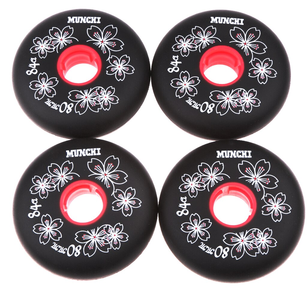 4 Stuks Inline Roller Hockey Fitness Skate Vervanging Wheel 84A 72 Mm/76 Mm/80 Mm: 80mm Black