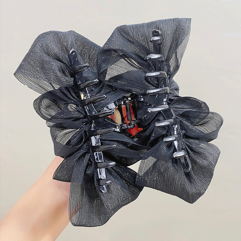 Pinza para el pelo con lazo de gasa grande de tres capas para mujer, diadema decorativa para el pelo, pinza para el pelo, accesorios para el cabello a la