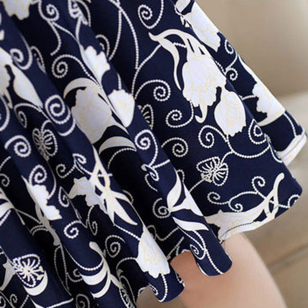 Delle Donne di modo stampato floreale del vestito femminile elegante Vestito Della signora di proprietà manica corta Abiti casuale Abiti платья женские