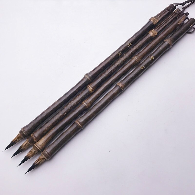 Calligraphy Brush Chinese Retro Bamboo Mouse Whisker Brush Pen for Small Regular Scrip Tinta China Caligrafia Huzhou Ink Pen