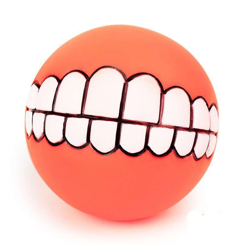 2PCS Funny Pet Dog Ball Teeth Chew Toys Dogs Puppy Toys Squeaking Pet Supplies Cat Play Popular Toys for Small Large Dogs Cats: Orange / 2PCS