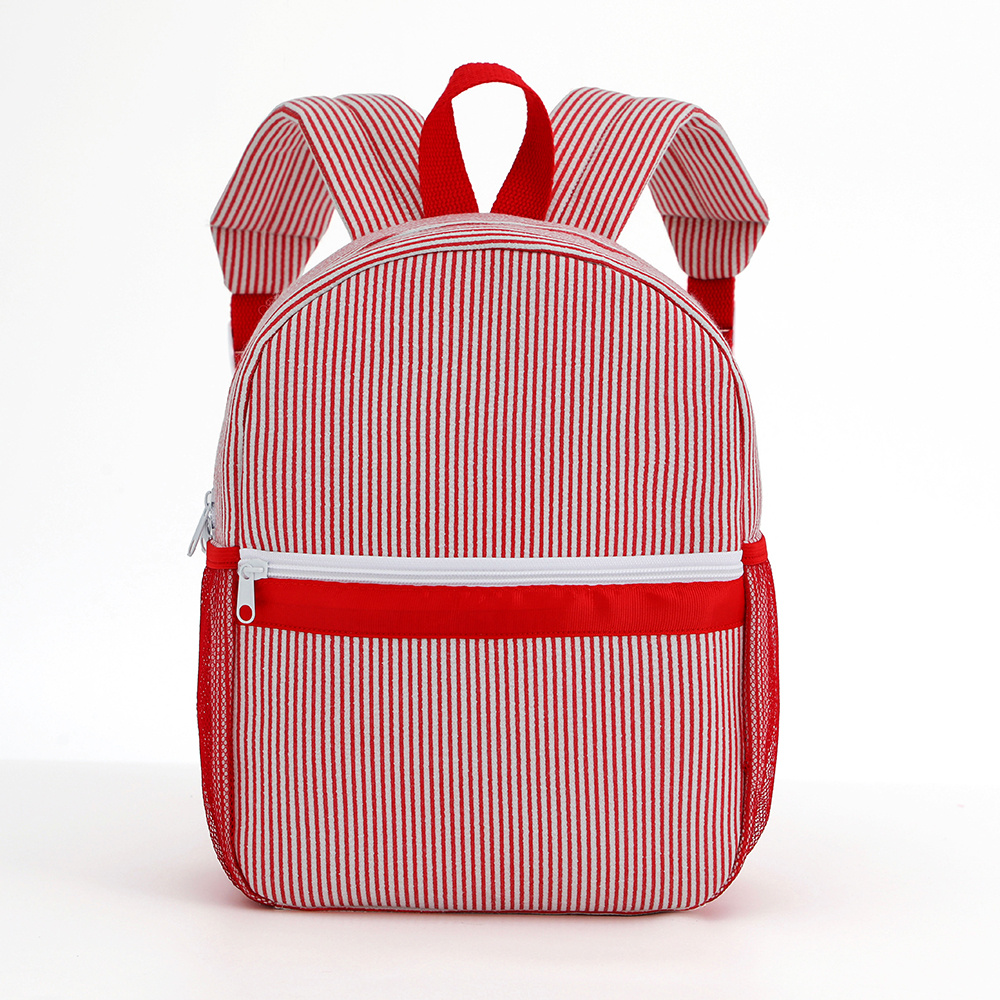 Seersucker gestreepte rugzak peuter klassieke schattige kinderen schoolboekentas voorschoolse kleuterschool kinderen tas: Bordeaux