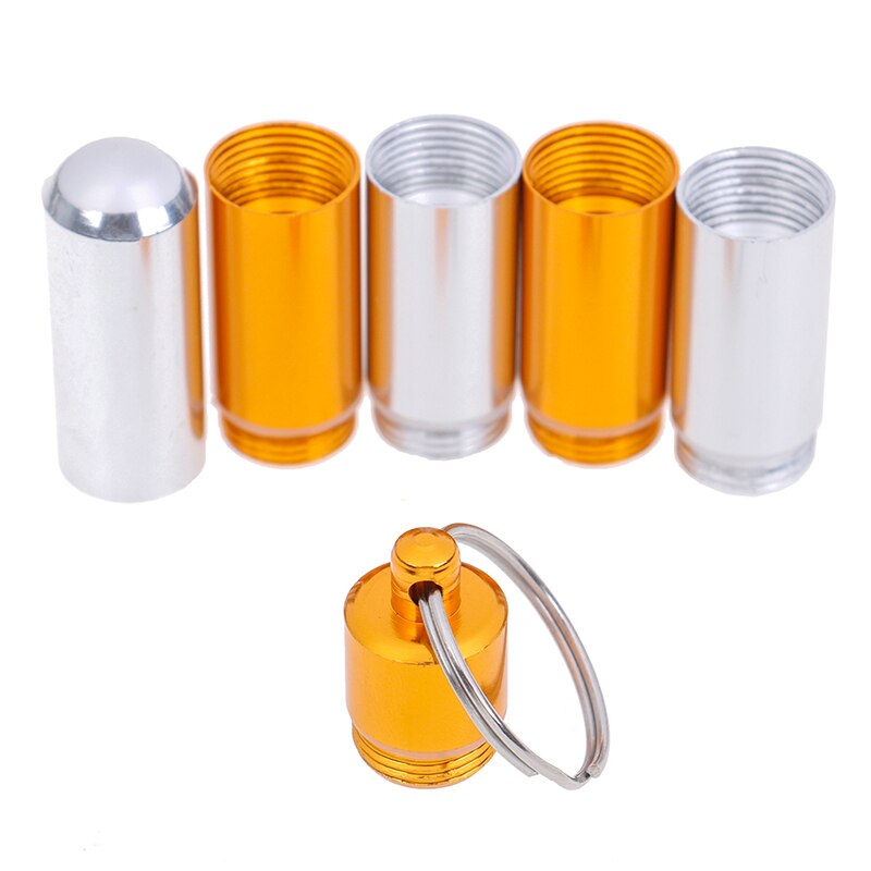 Aluminum Pill Box Capsule Shape Pill Case Keychain Outdoor Pocket Pill Holder Container Delicate Medicine Box 1PCS