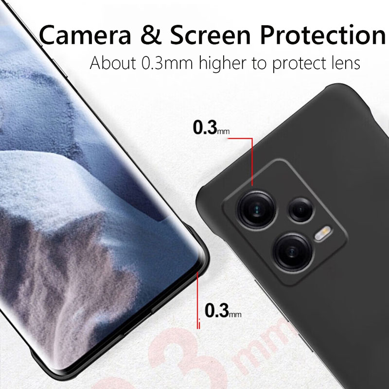 Ramlöst, smalt, matt, hårt pc-bakstycke till xiaomi redmi note 12 pro plus turbo note 12 pro plus +5g, stötsäkert fodral