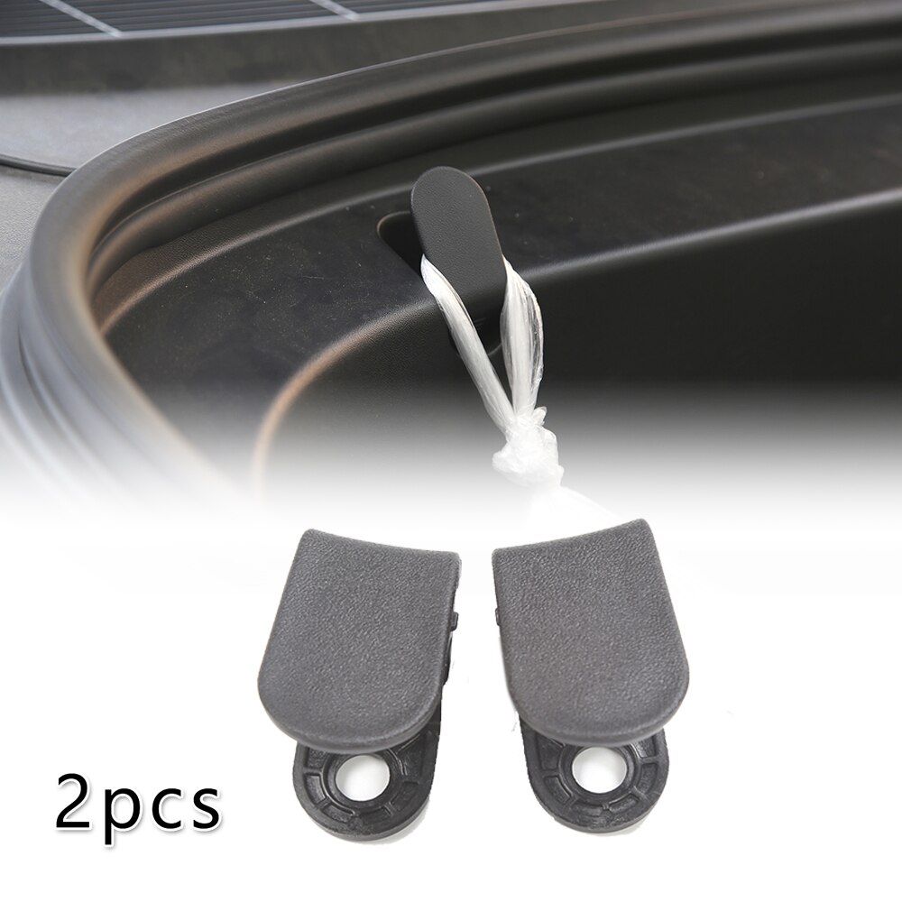 2pcs Hooks Auto Front Trims Hook Neat Anti-swinging Car Trunk Black For Tesla Model 3: 1