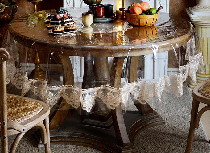 Lace Soft glass transparent PVC plastic oilcloth Round Table cloth cover waterproof tablecloth Christmas wedding decor: Round 200cm