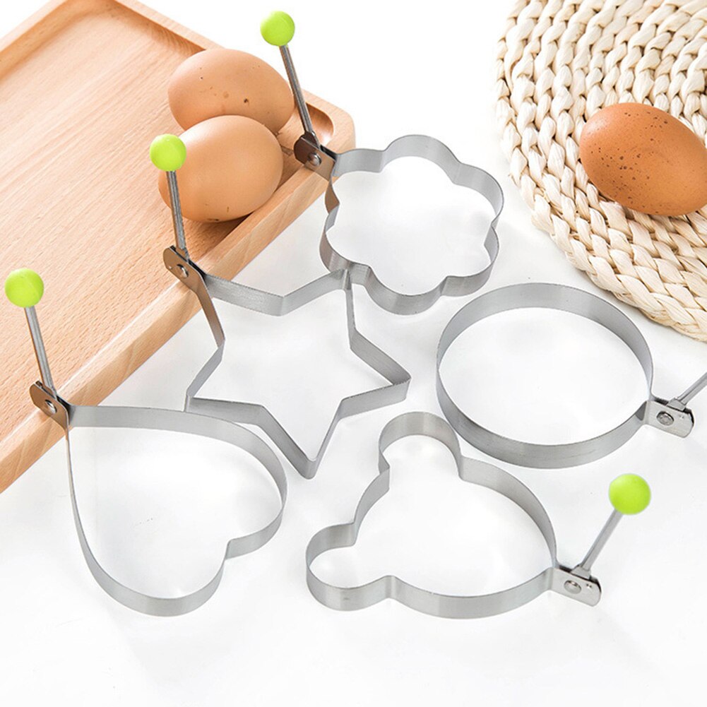 5Pcs Rvs Omelet Ei Frituren Mold Bloem Ster Vorm Ei Pannenkoek Ring Voor Gebakken Ei Koken Gereedschap Keuken accessoires