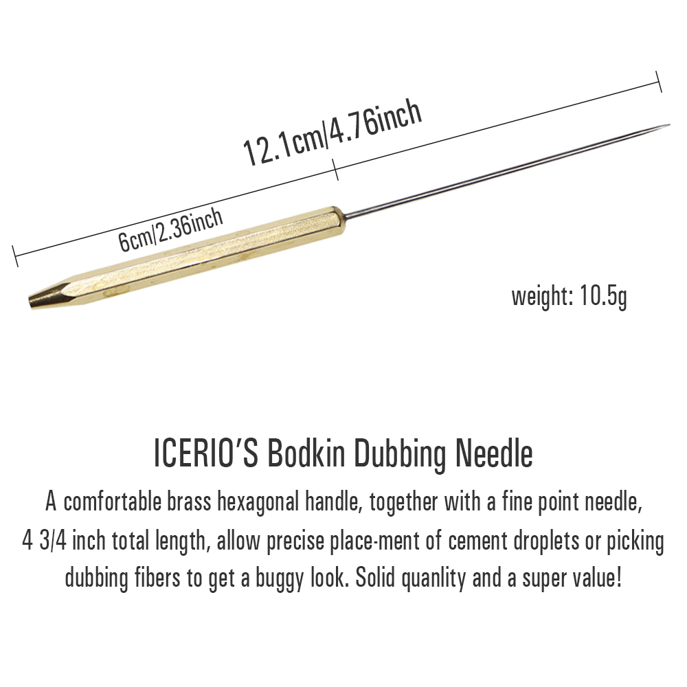ICERIO Fly Tying Tools Hexagonal Brass Handle Bodkin Dubbing Needle