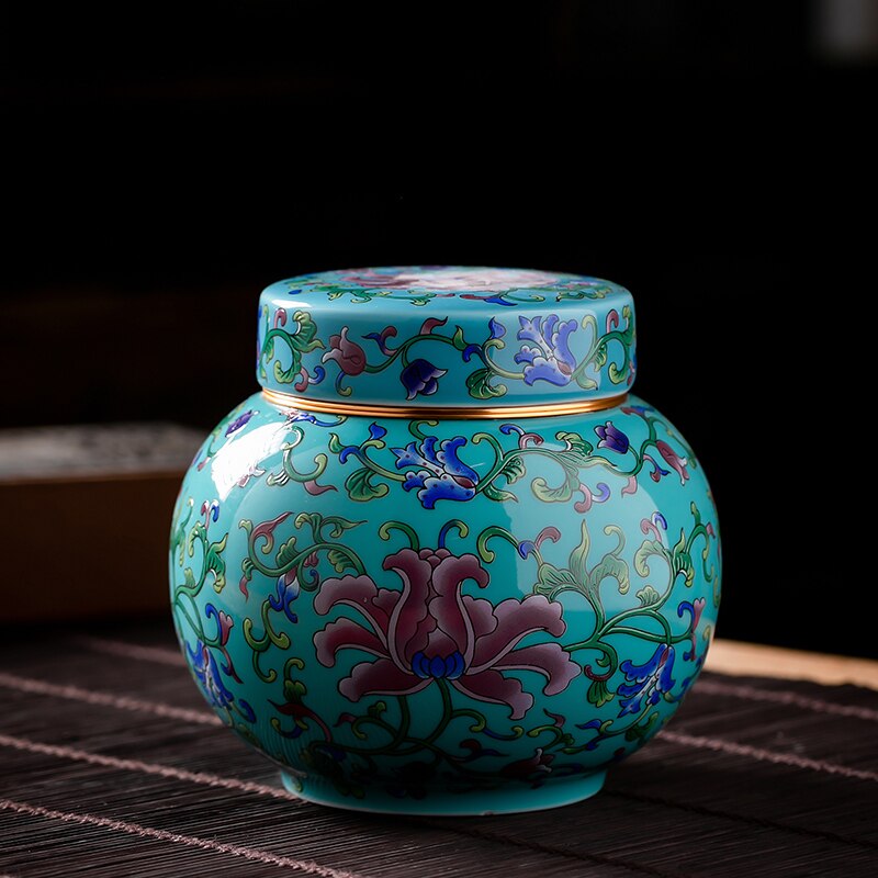 Tea Caddy Ceramic Jar Tea Box Storage Tank Kitchen Food Container Decorative Jar Tea Organizer Tea Tins Organize Box Sugar Bowl: 03