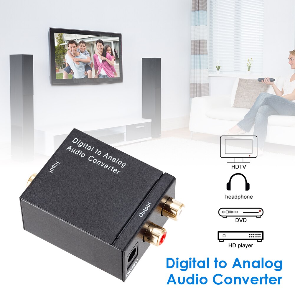Stereo RCA Audio Adapter Optical SPDIF to Analog L/R DA Household Digital Music Audio Decoration for HD DVD Amp