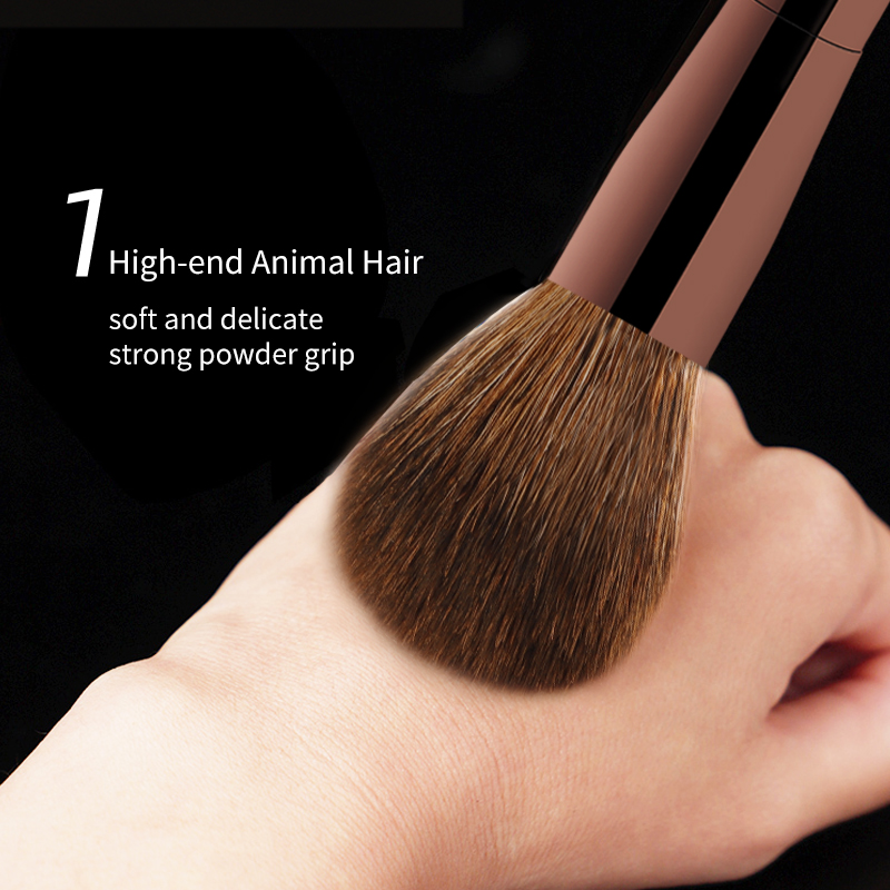 Zandloper make-up kwastenset Mini draagbaar 7-delig, hoogwaardige zachte dierenhaarborstel inclusief oogschaduw, blozen, poederborstel