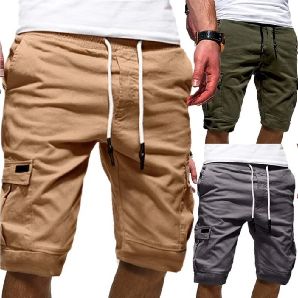 1 pc calças casuais esportes verão shorts masculinos macacão multi-bolso calças de praia ropa para hombre curto masculino curto