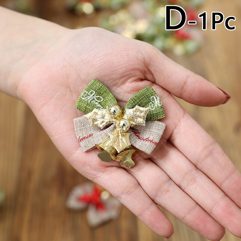 Kerstboom Mini Bows Bells Hanger Diy Bruiloft Verjaardag Party Decor Accessoires Handgemaakte Bowknots Kerst Ornamenten: D