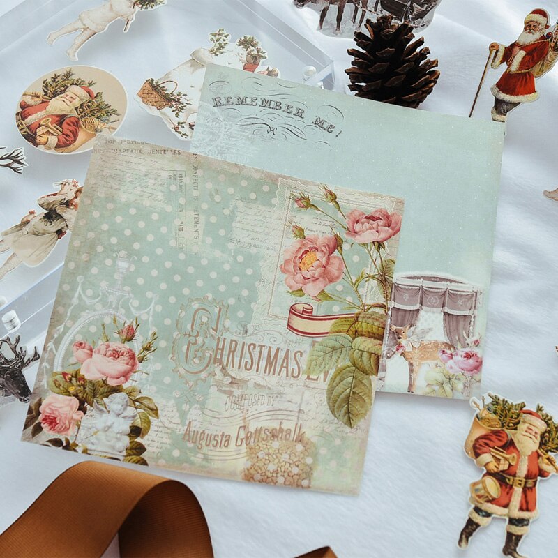 KLJUYP 8 Sheets Merry Christmas Scrapbooking Pads Paper Origami Art Background Paper Card Making DIY Scrapbook Paper Craft