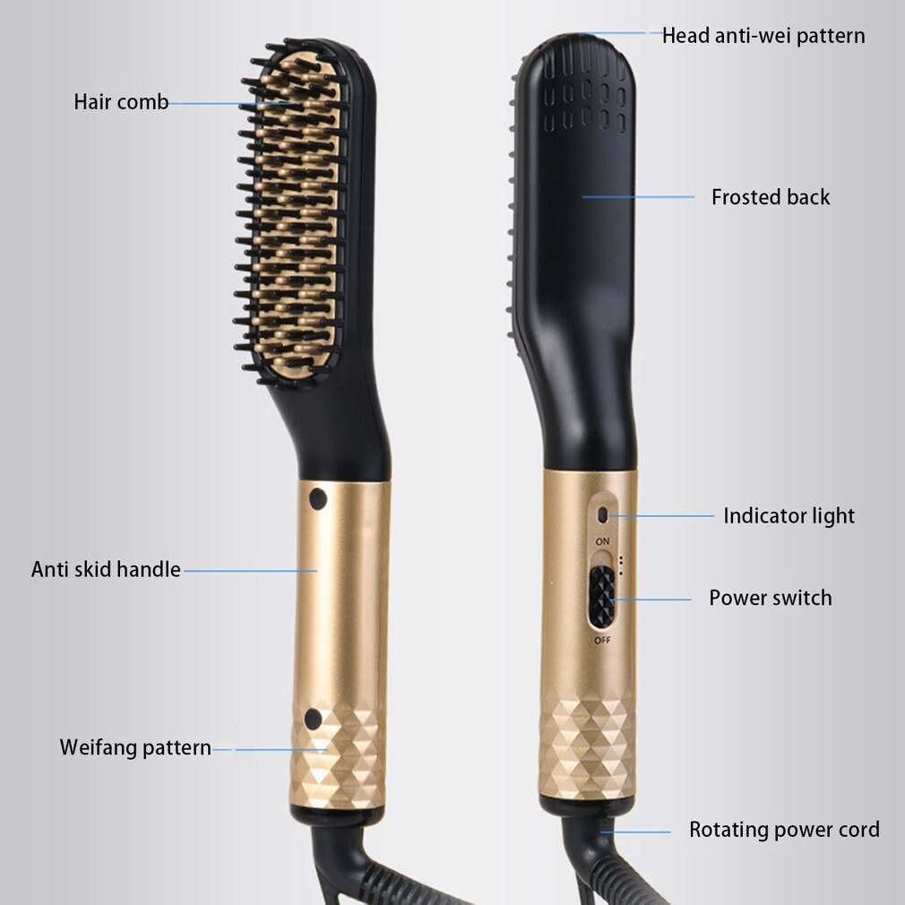 Men'S Multi-Function Straight Hair Comb Beard Style Combing Type Hair Comb Ceramic Hair Straightener