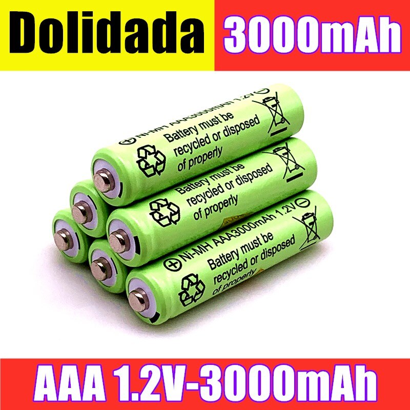 Aaa 3000Mah 3A 1.2V Ni-Mh Geel Oplaadbare Batterij Mobiele Voor MP3 Rc Speelgoed Led Zaklamp Zaklamp