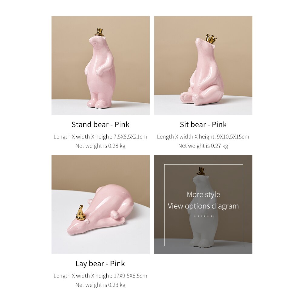 Polar Bear Ceramic Decoration Modern Home Decor Living Room Office Desktop Decoration Feng Shui Decoration Animal Statue