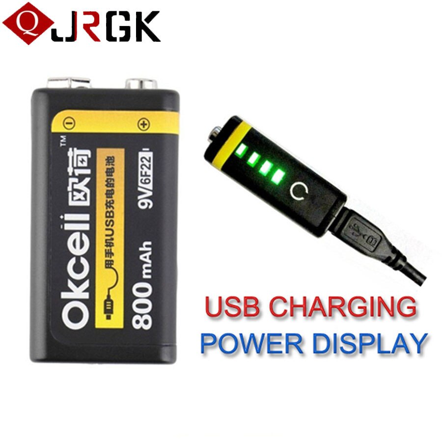 2pcs 9V Rechargeable Battery 800mAh USB Battery Portable OKcell Micro USB Batteries For RC Helicopter Model Microphone Bateria