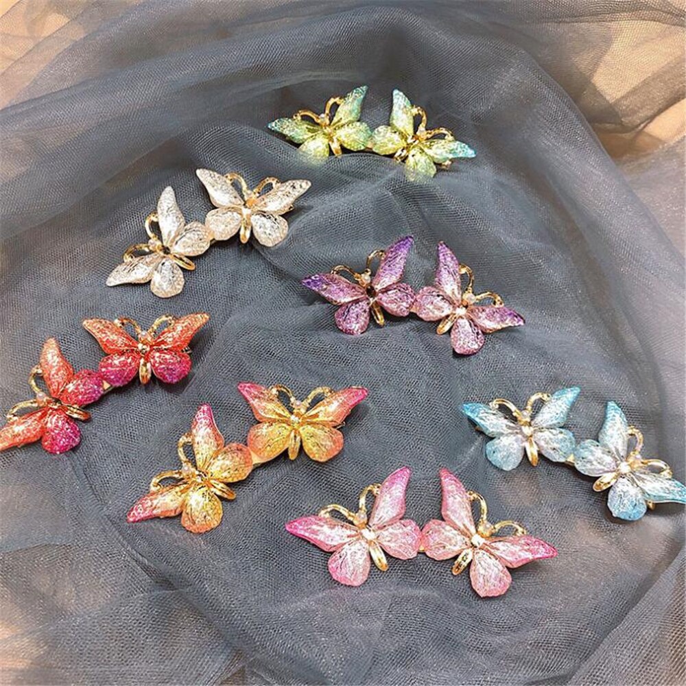 Barrettes pinces à cheveux papillon pour filles, épingles à cheveux en métal acrylique, épingles à cheveux coréennes pour femmes, accessoires