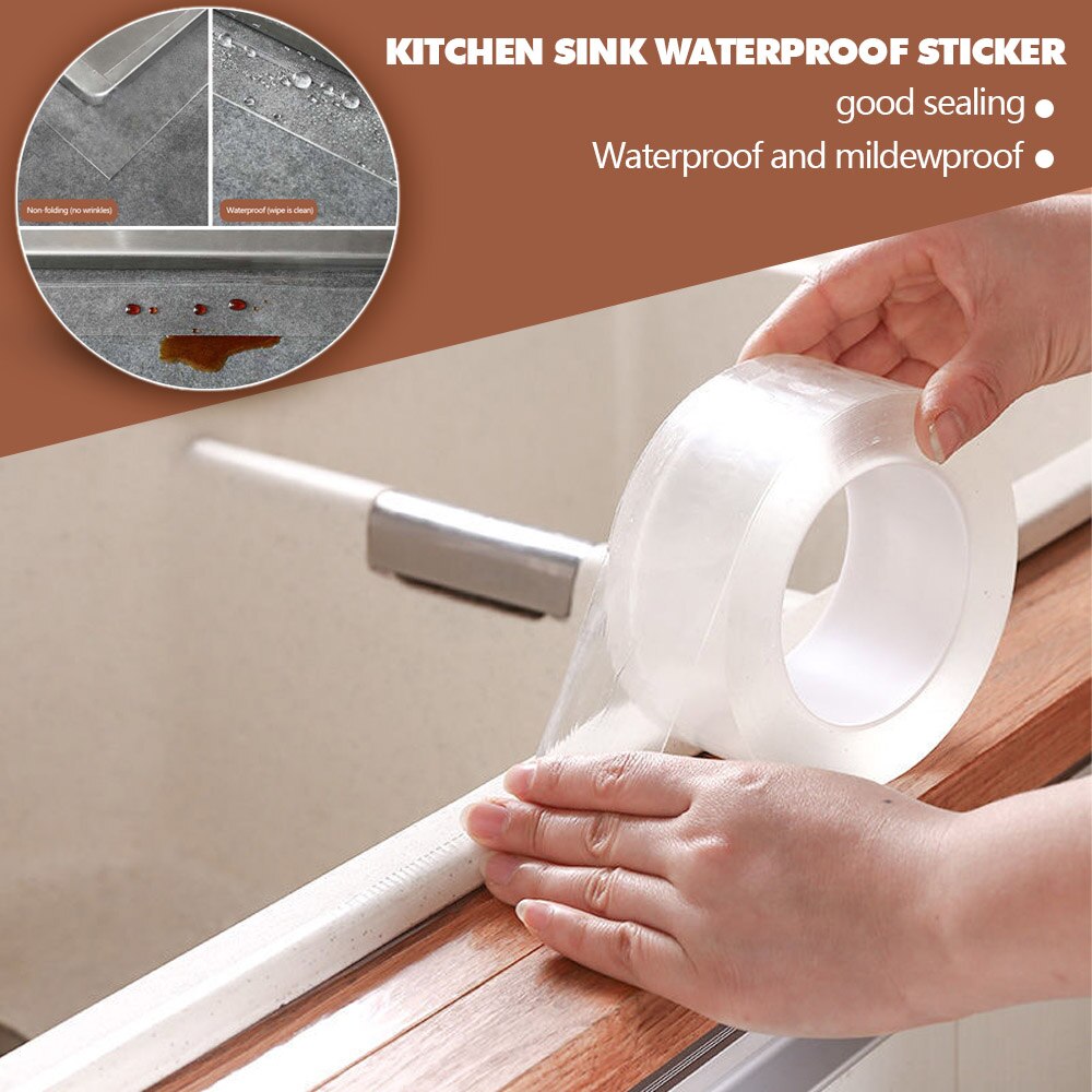 Keuken Badkamer Douche Waterdicht Vormbewijs Tape Wastafel Bad Afdichtstrip Tape Zelfklevende Waterdichte Lijm Nano Tape