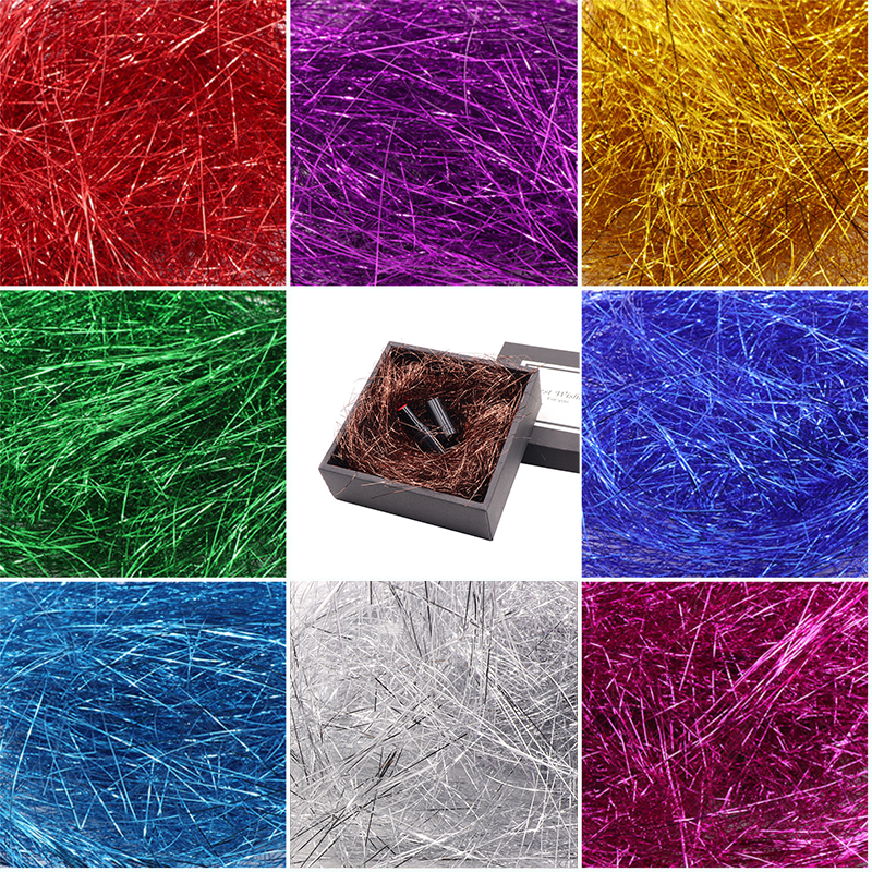 1mm DIY Paper Raffia Shredded Confetti Crinkle Paper Gold Silver Colored Silk Cosmetic Packaging Wedding Party Box Filler