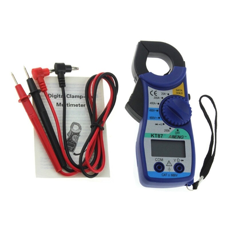 Digital multimeter ampere klämmätare nuvarande klämma tång ac / dc spänningstester data visar multimeter: Blå