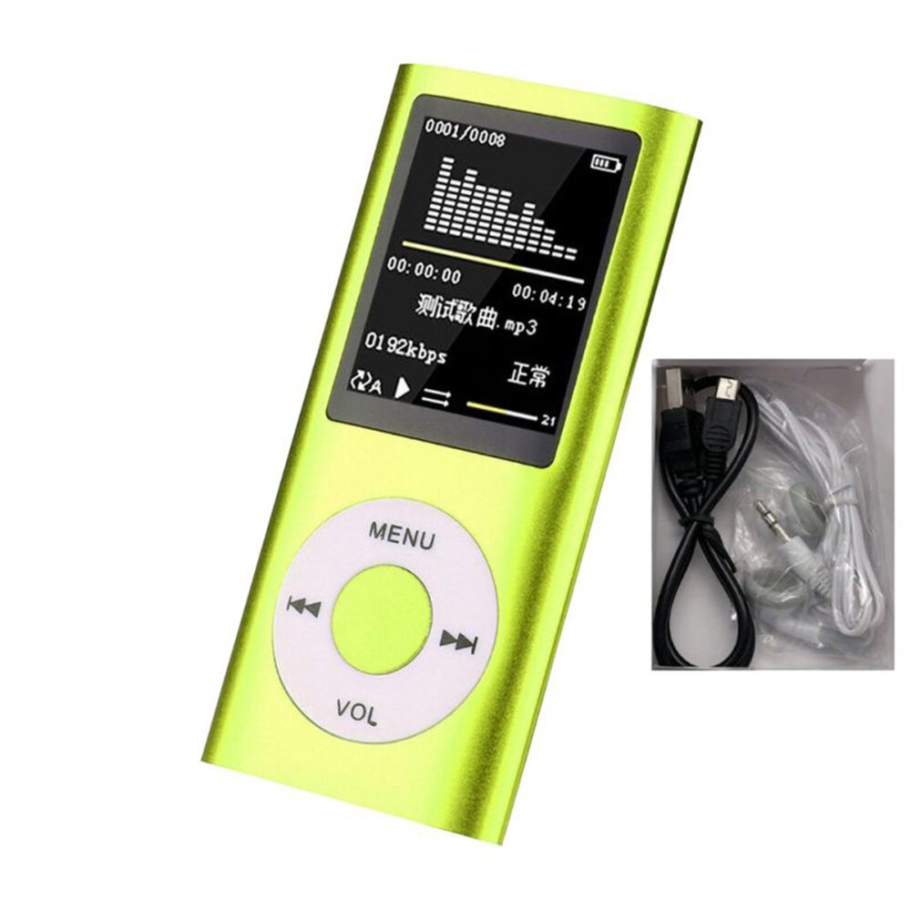 MP4 Muziekspeler Hifi MP3 Speler Digitale Lcd-scherm Voice Opname Fm Radio Recorder Speler Kaartlezer: green