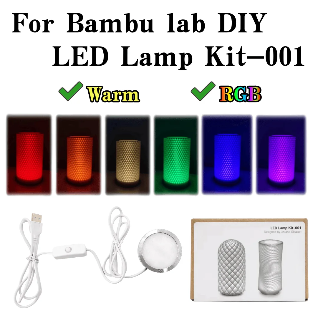 For Bambu Lab Led Lamp Kit 001 Hardware For Bamboo Light Led Light Parts DIY Model Warm White/Multicoour Without Lamp Shell