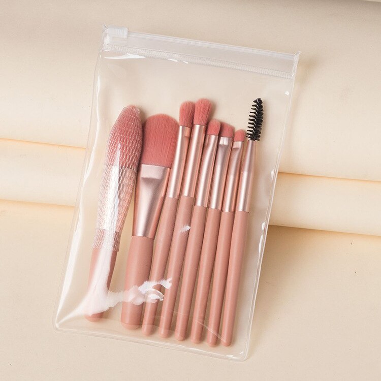 cuero maquillaje de PU bolsa de embalaje 8 Uds Mini viaje de pinceles de maquillaje juego de brochas cosméticas herramientas: 01